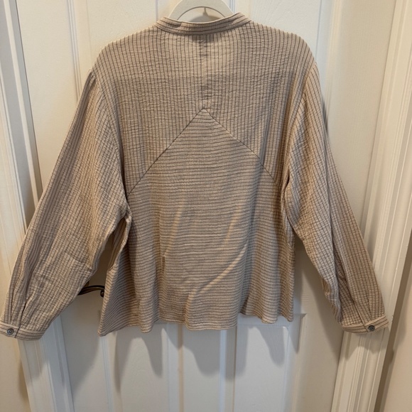 Garnet Hill Jersey Top, Beige/Tan with Gray Stripe, Size 18 - Picture 7 of 10